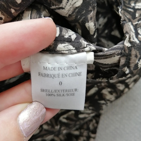 Theory Walvan Silk Sleeveless Shirt Dress With Pockets Size 0 Black Brown Cream - Picture 12 of 14